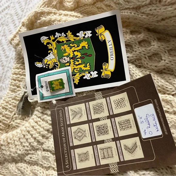 Una O'Reilly Aran Sweater Size XL Cream Wool Ireland Chunky Knit Pullover - Picture 4 of 11